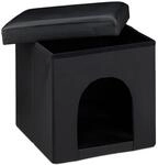 relaxdays Indoorh&uuml;tte Hundebox Sitzhocker, schwarz