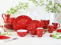 CreaTable Kombiservice Polka Dots, Service 16-tlg. (16-tlg), 4 Personen, Steinzeug,