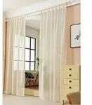 Woltu Gardine (1 St), halbtransparent, mit Schlaufen Leinen Landhaus Optik 140...