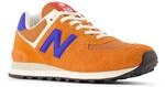 Sneaker NEW BALANCE "574", Herren, Gr. 37, sienna, blau gemstone, Leder, Textil,