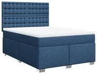 vidaXL Bett Boxspringbett mit Matratze Blau 160x200 cm Stoff
