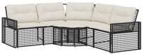 vidaXL Loungesofa Gartensofa in L-Form mit Kissen und Fu&szlig;bank Schwarz Poly...