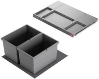 Hailo Einbaum&uuml;lleimer Hailo Allegro System 2x14 Liter M&uuml;lleimer K&uuml;che Einbau 60cm