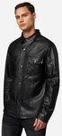 RICANO Langarmhemd Lederhemd Shirt-LS Lederhemd mit Druckknopfverschluss