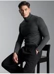 Rollkragenshirt TRIGEMA "TRIGEMA Rollkragenshirt", Herren, Gr. S, grau (anthazit,