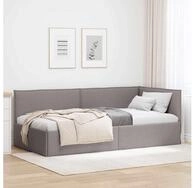 vidaXL Bettgestell vidaXL Eckbettgestell Taupe 90 x 200 cm Stoff
