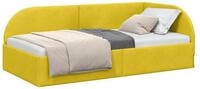 vidaXL Bett Eckbettgestell mit Kopfteil Gelb 90 cm x 190 cm Samt (1-tlg)