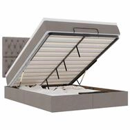 vidaXL Bett Ottoman-Bett mit Matratze & LEDs Taupe 140x190 cm Stoff