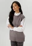 Pullunder ANISTON SELECTED, Damen, Gr. 36, grau (grau, melange), Feinstrick,