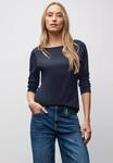 Langarmshirt STREET ONE "Style Lanea", Damen, Gr. 34, blau (tiefblau), Jersey,