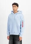 Hoodie ALPHA INDUSTRIES "Backprint Hoodie", Herren, Gr. S, artic blau, Obermaterial: