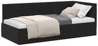 vidaXL Bett Eckbettgestell mit Kopfteil Schwarz 90 cm x 200 cm Samt (1-tlg)