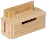 relaxdays Kabelbox mit Handyhalter Bambus, (7-tlg)
