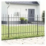 vidaXL Gartenzaun, Gartenzaun 8 pcs Grau 13,6 x 1,2 m Pulverbeschichteter Stahl...