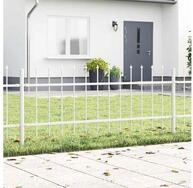 vidaXL Gartenzaun, Gartenzaun 3 pcs Wei&szlig; 5,1 x 0,6 m Pulverbeschichteter Stahl