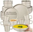 tectake Geschirr-Set Tafelservice aus Steingut f&uuml;r 6 Personen, ineinander...