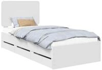 vidaXL Bettgestell Bettrahmen mit Schubladen Wei&szlig; 90 x 200 cm Ingenieurs Holz