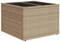 vidaXL Gartentisch Gartentisch mit Glasplatte Beige 55x55x37 cm Poly Rattan...
