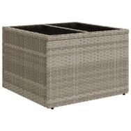 vidaXL Gartentisch Gartentisch mit Glasplatte Hellgrau 55x55x37 cm Poly Rattan...