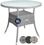 Casaria Gartentisch &Oslash; 80 cm, &Oslash;80cm Rund Glasplatte 80kg Belastbarkeit...