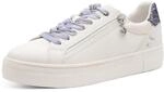 Plateausneaker TAMARIS, Damen, Gr. 38, wei&szlig;, lila kombiniert, Lederimitat, Glitzer,