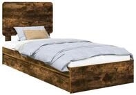 vidaXL Bett Aufbewahrungsbett Ger&auml;ucherte Eiche 90 x 200 cm Holzwerkstoff...