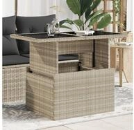 vidaXL Gartentisch, Gartentisch mit Glasplatte Hellgrau 100x55x73 cm Poly Rattan