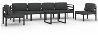vidaXL Gartenlounge-Set 7-tlg. Garten-Lounge-Set mit Kissen Aluminium Anthrazit,