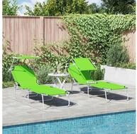vidaXL Gartenliege, Sonnenliege 2 pcs Gr&uuml;n 58 x 188 x 77cm Polyester