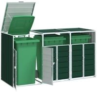 vidaXL M&uuml;lltonnenbox, M&uuml;lltonnenbox f&uuml;r 3 Tonnen Gr&uuml;n 216x81x115 cm Stahl