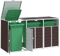 vidaXL M&uuml;lltonnenbox, M&uuml;lltonnenbox f&uuml;r 3 Tonnen Braun 216x81x115 cm Stahl