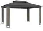 vidaXL Partyzelt Pavillon mit Doppeldach Anthrazit 3,94x2,96 m Stahl grau