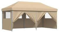 vidaXL Pavillon beige - mit Seitenteile Partyzelt Faltbar Pop-Up mit 4...