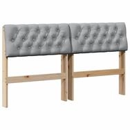 vidaXL Bett Gepolstertes Kopfteil Hellgrau 150 cm Massives Kiefernholz (1-tlg)