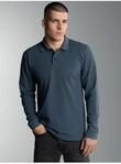Poloshirt TRIGEMA "TRIGEMA Langarm Poloshirt mit Armb&uuml;ndchen", Herren, Gr. L, blau
