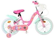 Volare Kinderfahrrad Barbie M&auml;dchen 16 Zoll Rosa mit St&uuml;tzr&auml;dern und zwei