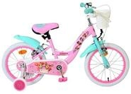 Volare Kinderfahrrad Paw Patrol M&auml;dchen 16 Zoll Rosa mit Korb, Puppensitz und 2
