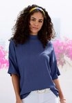 LASCANA Kurzarmshirt mit Stehkragen aus b&uuml;gelfreier Cr&ecirc;pe-Qualit&auml;t