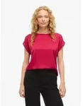 Vila Kurzarmshirt VIELLETTE S/S SATIN TOP - NOOS Kunstfaser, regular fit rot M...