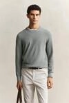 Strickpullover GANT "MICRO TEXTURED COTTON C-NECK", Herren, Gr. S, grau (ceramic