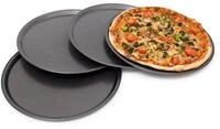 relaxdays Pizzablech rund 4er Set, Stahl