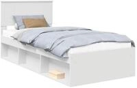 vidaXL Bett Bettrahmen mit Kopfteil Wei&szlig; 90 x 190 cm Massives Kiefernholz...