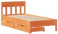 vidaXL Bett Massivholzbett ohne Matratze Wachsbraun 90x190 cm Kiefernholz
