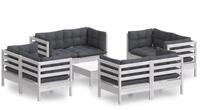 vidaXL Gartenlounge-Set, 9-tlg. Lounge Set mit Anthrazit Kissen Kiefernholz
