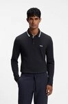 BOSS GREEN Langarm-Poloshirt Plisy mit Streifen am Kragen