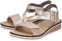 Riemchensandale RIEKER, Damen, Gr. 36, beige (goldfarben), Lederimitat, metallic,
