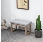 HOMCOM Fu&szlig;hocker Polsterhocker mit Leinenoptik, Sitzhocker mit Holzbeine