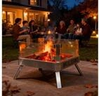 CCLIFE Feuerschale Feuerschale mit Glaskeramik klappbar f&uuml;r Outdoor Camping