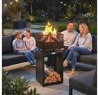 Outsunny Feuerschale Feuerkorb BBQ Camping Holzlager Kohlegitter Schwarz,