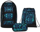 Satch Schulranzen Schulrucksack-Set PACK Caleido Blue 3-teilig (3-teilig),